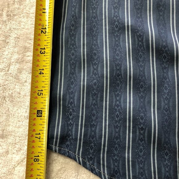 AGE Of Wisdom Blue Stripe Pearl Snap Button Down Shirt Size XL - Picture 8 of 9